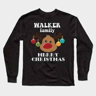 Family Christmas - Merry Christmas WALKER family, Family Christmas Reindeer T-shirt, Pjama T-shirt Long Sleeve T-Shirt
